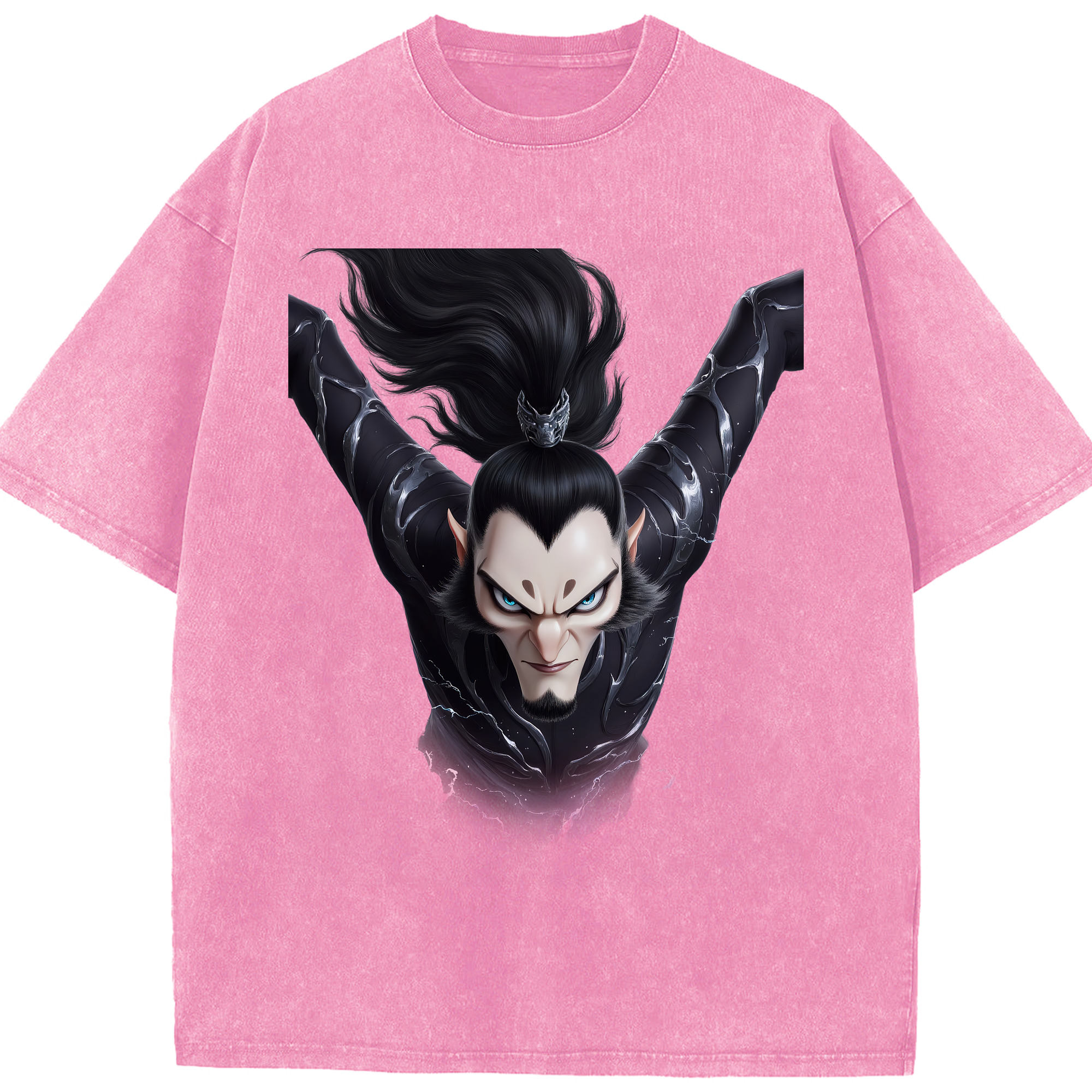 （画像用） Ne Zha 2 ナタ 魔童の大暴れ 綿100% ヴィンテージ風 半袖Tシャツ（フロントプリント）